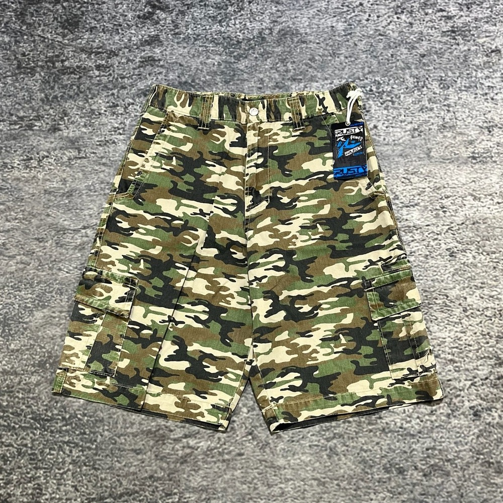 NWT Rusty Camo Shorts Cargo Mens 30 Baggy Surf Skater Outdoor Vintage Y2K